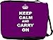 RikkiKnight® Keep Calm and Carry On - Purple Messenger Bag - Book Bag ***with matching coin purse wallet*** -School Bag - Reporter Bag - Unisex - Ideal Gift for all occassions!