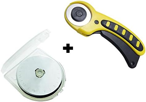 45mm Rotary Cutter Blades, 10 Pack - Includes Bonus Rotary Cutter Handle With Extra Blade - 11 Total Blades