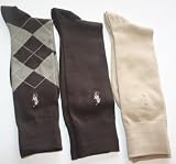 Polo Ralph Lauren Set of Three Men's Dress Socks: Brown, Tan, Argyle (Size 10-13)