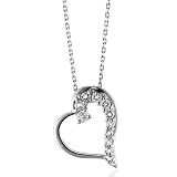Sterling Silver and White Sapphires Journey Heart Pendant/Necklace w/18" Chain