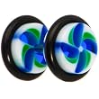 0 Gauge Blue Green Pinwheel Cheater Plug