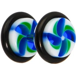 0 Gauge Blue Green Pinwheel Cheater Plug