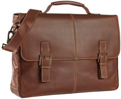 Men's Bryant Saddle Bag in Antiqued Mahogany leather w/midnight hounds tooth