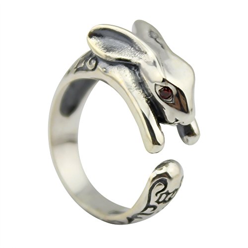 ELBLUVF 8% OFF 925 Sterling Silver Rabbit Animal Ring Gift for Friend Everyday Wear