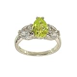 Perfect Size Cluster Fashion Ring with Peridot Cubic Zirconia Pear Shape Center