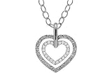 18K White Gold Hammered Matte-Finish Heart-Shaped Pendant, Enhanced with Pave Set Diamonds, Sliding on a 16'' Textured Open Link Necklace. ( 0.20 c.t.t.w., GH-Color, SI-Clarity )