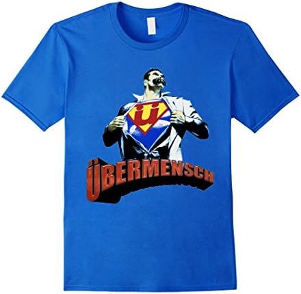 Men's Ubermensch logo - Friedrich Nietzsche as Higher Man T-Shirt Medium Royal Blue