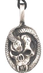 Snake Serpent Skull Head Pewter Pendant Necklace