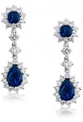 Bling Jewelry Clear and Simulated Sapphire CZ Chandelier Earrings Rhodium Plated