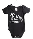T is for tattoo funny tattooist babygrow baby suit gift 12/18 Months black vest white print