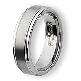 Ridged Edge Brushed & Polished Tungsten Carbide Ring (8.0 mm) - Sizes 7-13