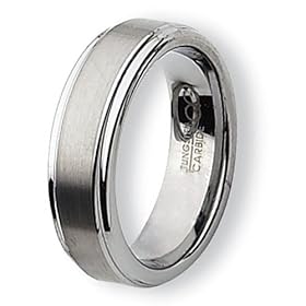 Ridged Edge Brushed &amp; Polished Tungsten Carbide Ring (8.0 mm) - Sizes 7-13: Chisel: Jewelry