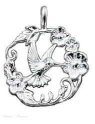 Sterling Silver 18" .8mm Wide Box Chain Necklace With Hummingbird Animal Pendant