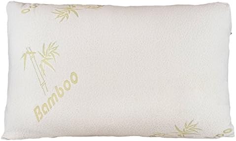 Bamboo Pillow - Shredded Memory Foam - Stay Cool Removable Cover With Zipper - Hotel Quality Hypoallergenic Pillow Relieves Snoring, Insomnia, Asthma, Neck Pain, TMJ, and Migraines (Queen)