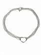 Sterling Silver Open Heart Strand Necklace with Link Necklace