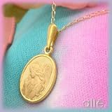  : 14K Satin/Polished Guardian Angel Religious Pendant