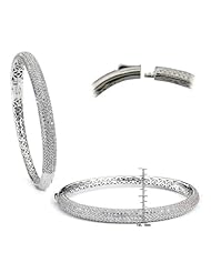 Sterling Silver with Cubic Zirconium Locking Clasp Bangle