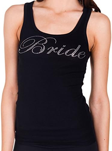 Bride Rhinestone Longer Length Tank (X-Large, Black)
