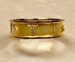 Personalized Egyptian Band Rings with Hieroglyphic Symbols in Gold