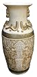 Elaborately carved white and gold vase - hand painted porcelain 24"