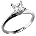 1/2 Carat Princess Cut Diamond Solitaire Ring in 14K White Gold