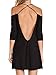 Persun Women's Cold Shoulder Cross Backless Spaghetti Strap Mini Dress,Black