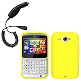Cbus Wireless Yellow Silicone Case / Skin / Cover & Car Charger for HTC Sta ....