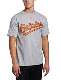 MLB Men's Baltimore Orioles Official Wordmark Short Sleeve Basic Tee (Steel Heather, Large)