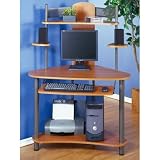 Studio RTA Eagle Compact Corner Wood Computer Desk in Pewter and Teak