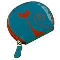 Patent Coin Purse with Cat Logo - Blue