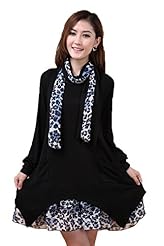 Round Neck Leopard Print Wool/Knit  Dress