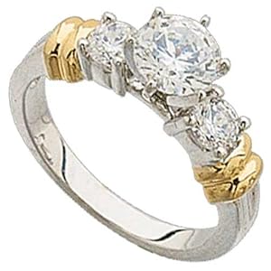 Two Tone Loom Diamond Engagement Ring (Center stone is not included)