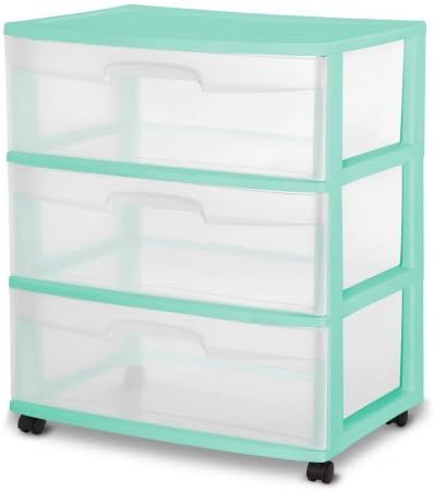 Sterilite 3-Drawer Wide Cart, Wintergreen