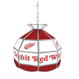 Trademark NHL Detroit Redwings stained glass Tiffany lamp - 16-inch diameter