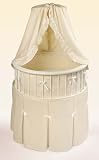 White Elegance Round Baby Bassinet w/Ecru Waffle Bedding
