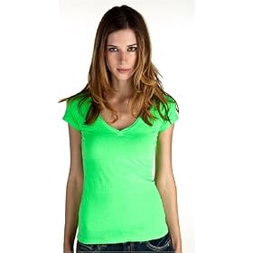Buy Anonymous Venice Ladies Neon V-Neck T-Shirts - Green by Anonymous Venice
