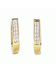 14K Yellow Gold 1cttw Everday Sparkles Invisible Set Round Diamond Hoop Earrings