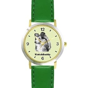 Shetland Sheepdog (SC) Dog - WATCHBUDDY� DESIGNER DELUXE TWO-TONE THEME WATCH - Arabic... by WatchBuddy