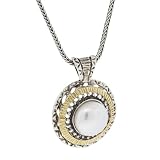 Ornate Pearl Silver with Gold Pendant Handcrafted Design