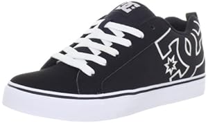 DC Men's Court Vulc Fashion Sneaker,Black/Black/White,7.5 M US