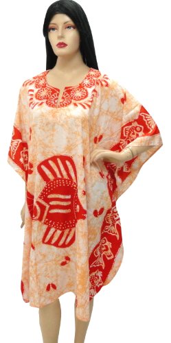 Ultimate Fish Printed Short Plus Size Kaftan Caftan Cover Up