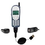 Retractable USB Hot Sync Compact Kit with Car & Wall Charger for the Motorola i205 - Gomadic Brand w/ TipExchange Technology