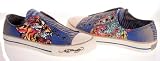 Ed Hardy - Ed Hardy by Christian Audigier Womens Slip On Canvas Shoes Blue Taupe Tiger