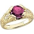 14K Yellow Gold Rhodolite Garnet and Diamond Ring