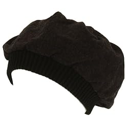Solid Ribbed Beret Tam Slouch Lined Cap Hat Charcoal Gray Small Medium