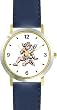 Sitting Cherub or Angel Theme Cherub or Angel Theme - WATCHBUDDY&reg; DELUXE TWO-TONE THEME WATCH - Arabic Numbers - Blue Leather Strap-Women's Size-Small