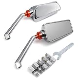 High Toughness Chrome Plated Side Rear View Moped Mirrors W/ Mounting Tool for Kawasaki Honda Yamaha Suzuki BMW Buell Ducati Norton