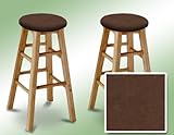 2 Natural 29" Custom Specialty Barstools with Dark Brown Floral Pattern Uph ....