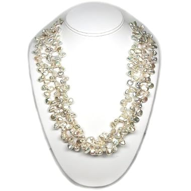 HinsonGayle DIVA Collection Handpicked Ultra-Luster AAA White Keshi Cultured Pearl Rope Necklace (75 Inches)