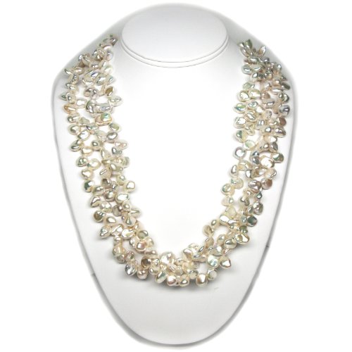 HinsonGayle DIVA Collection Handpicked AAA Ultra-Iridescent White Keshi Cultured Pearl Rope Necklace (75 Inches)